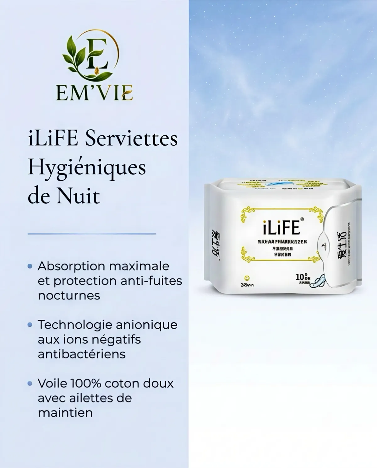 iLiFE Serviettes Hygieniques de Nuit